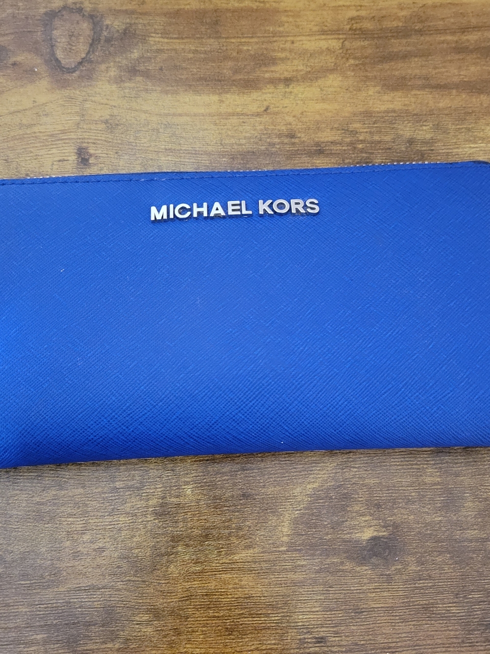 Michael Kors Royal Blue Saffiano Leather Zip Wallet